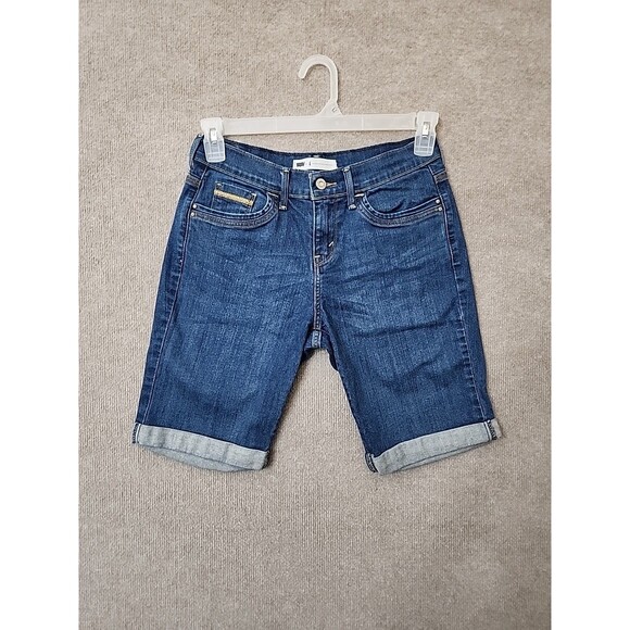 Levi's Pants - Levis Denim Bermuda Shorts Womens 4 Blue Dark Wash Cuffed Flap Pockets